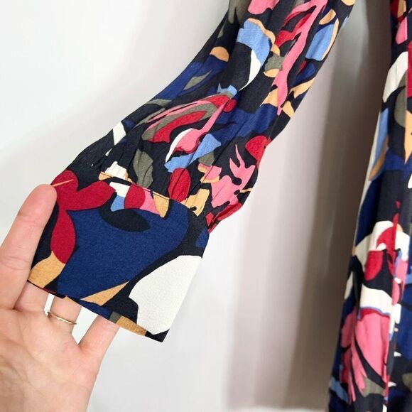 Ba&sh Shirt Dress Womens Medium Multicolor Catty Floral Long Sleeve Artsy - Picture 4 of 12